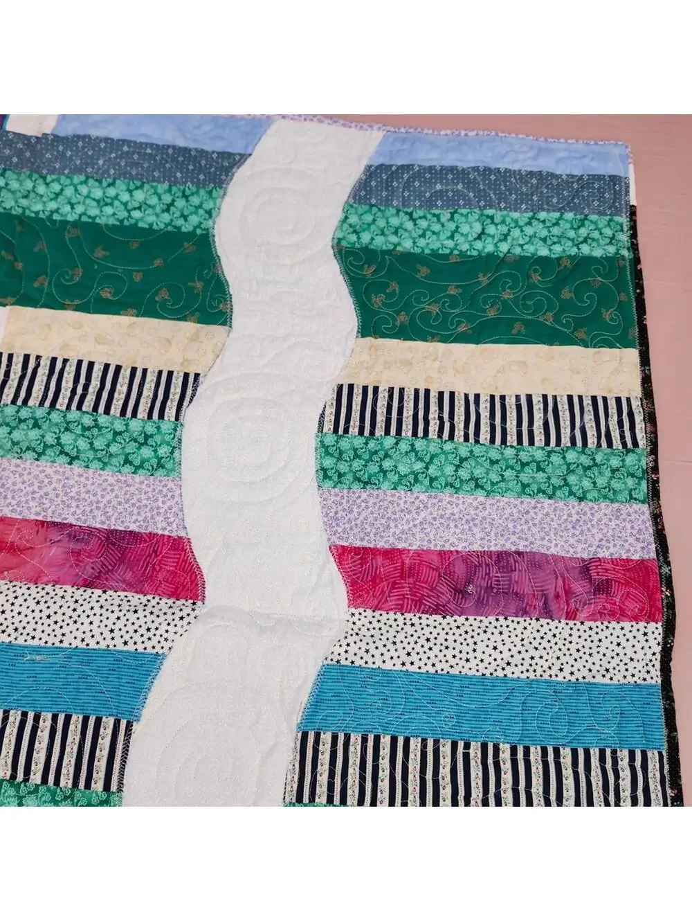 NEW Colorful Striped Handmade Quilt 48 x 39 inches